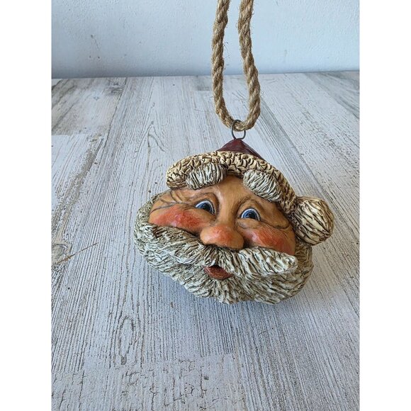 Vintage Anderson Santa head bust 2001 unique primitive rope hanging Xmas tree - Picture 1 of 9